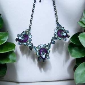 Stunning Purple and Silver Necklace with Teardrop Gemstones